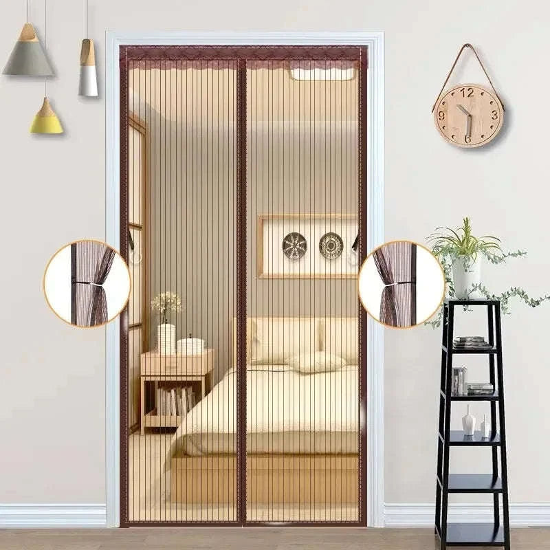 Heavy Duty Magnetic Screen Door Mesh Curtain-Black 90 x 210cm