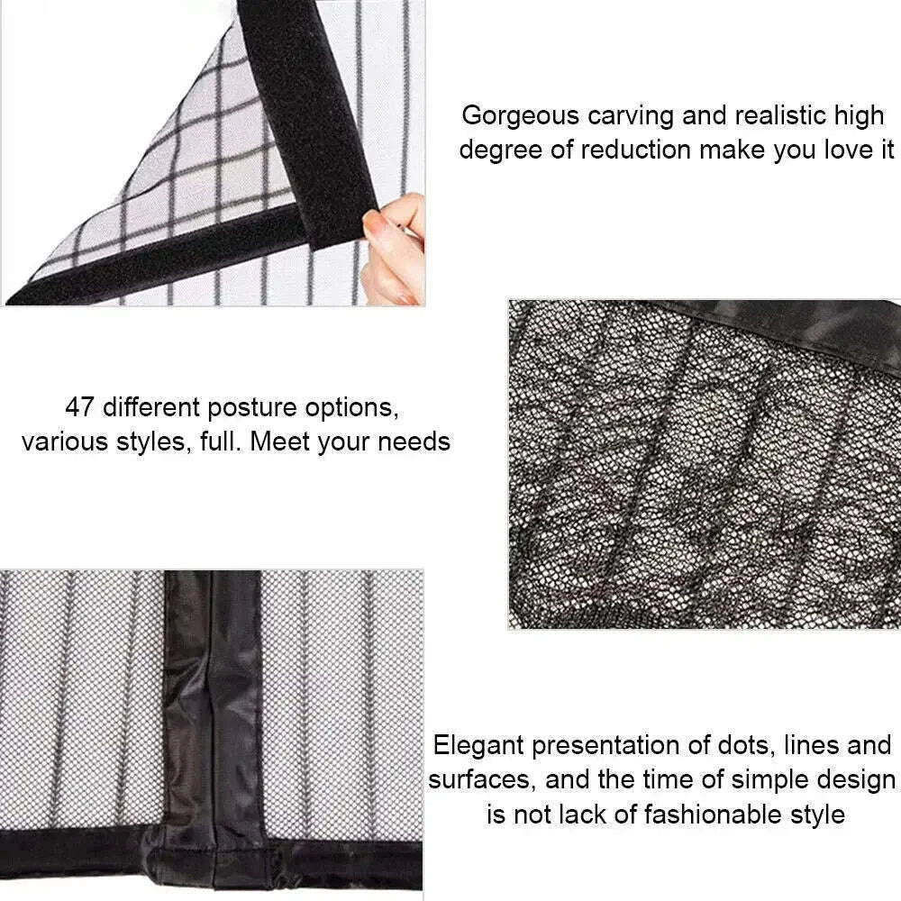 Heavy Duty Magnetic Screen Door Mesh Curtain for Easy Entry-Black 90 x 210cm