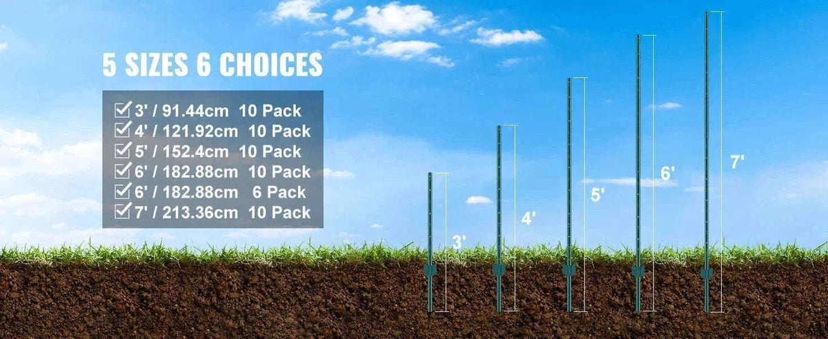 Heavy Duty Metal Fence Post 6 ft Set of 6-6pcs 6inch / Poland