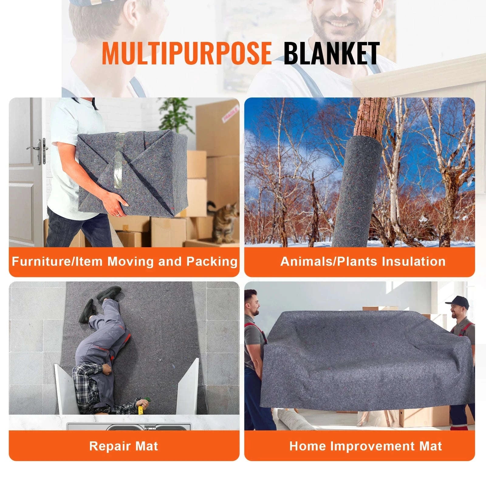 Heavy Duty Moving Blanket 12/24 Pack 72 x 54 in with Bundling Bands-24 pcs / Poland