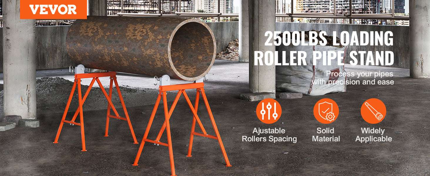 Heavy Duty Pipe Stand with Roller Head 2500 lb Capacity Adjustable 2–36 in-Pipe Stand / GERMANY