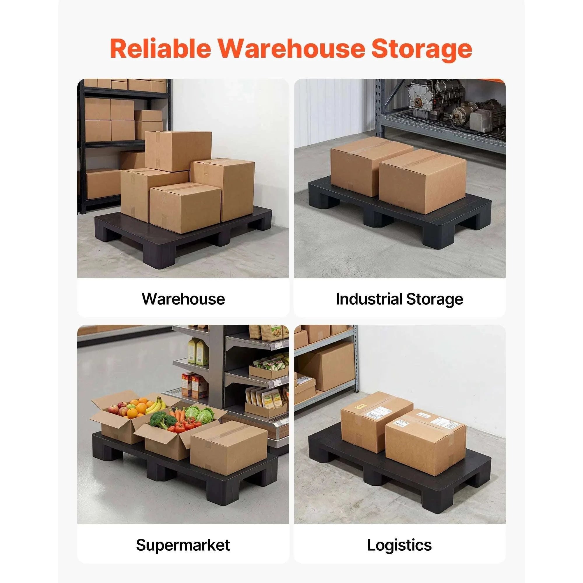 Heavy Duty Plastic Pallet 2205 lbs Waterproof Storage Base-1pc / United States