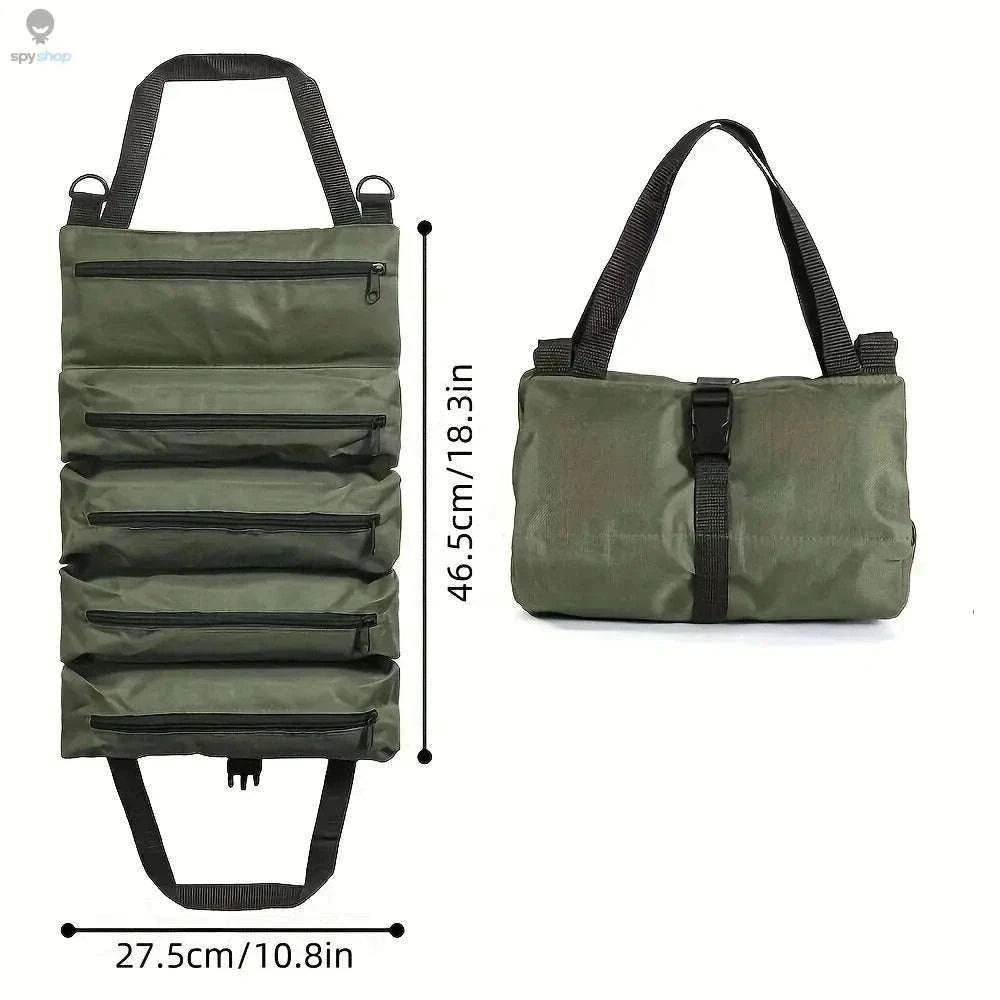 Heavy-Duty Roll-Up Tool Bag for Organized, Ready Access-green
