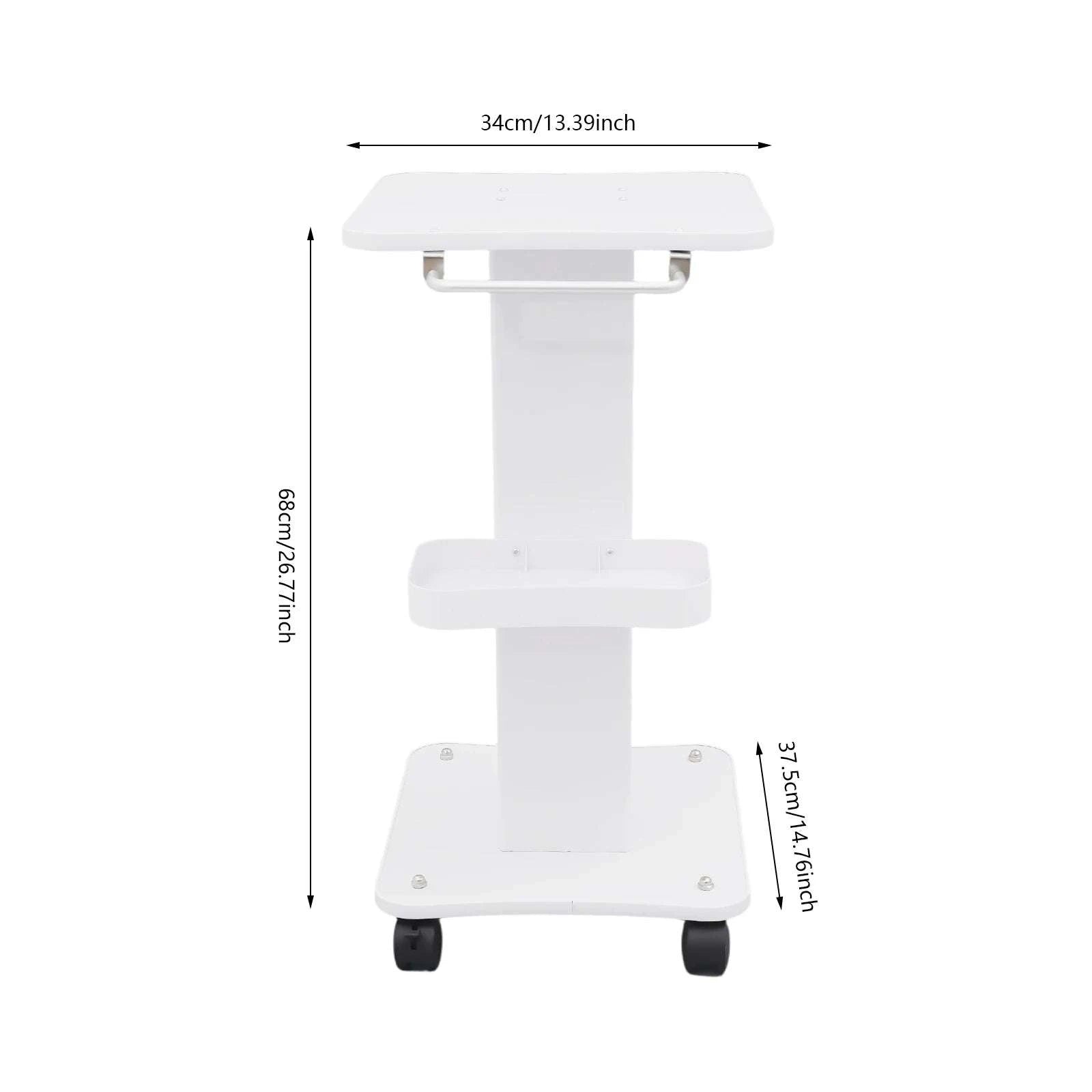 Heavy Duty Salon Trolley Cart with Silent Wheels & Storage Tray-White / United States