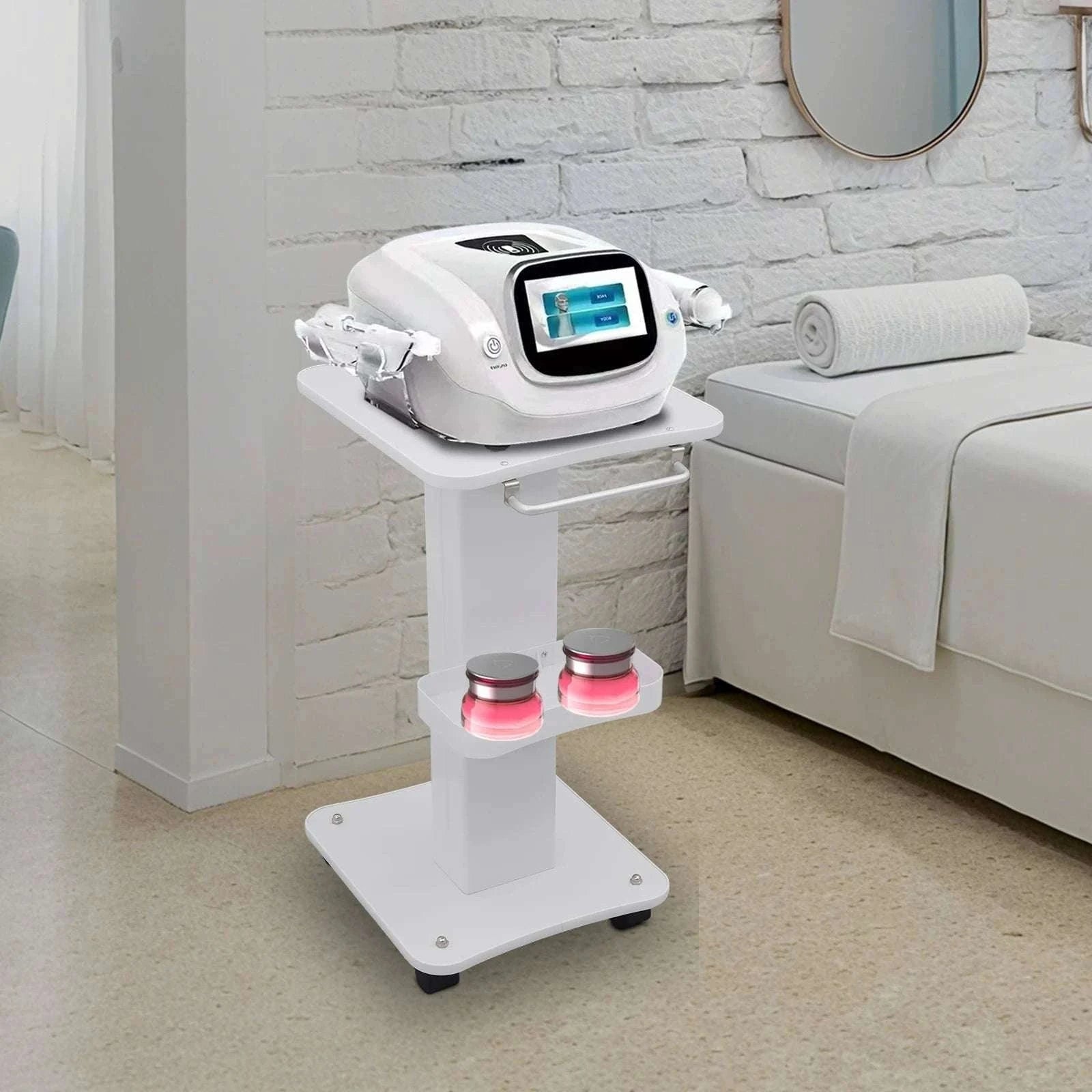 Heavy Duty Salon Trolley Cart with Silent Wheels & Storage Tray-White / United States