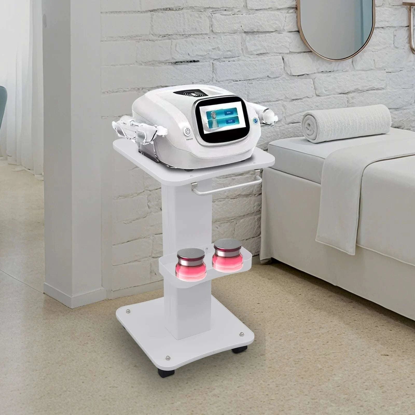 Heavy Duty Salon Trolley Cart with Silent Wheels & Storage Tray-White / United States