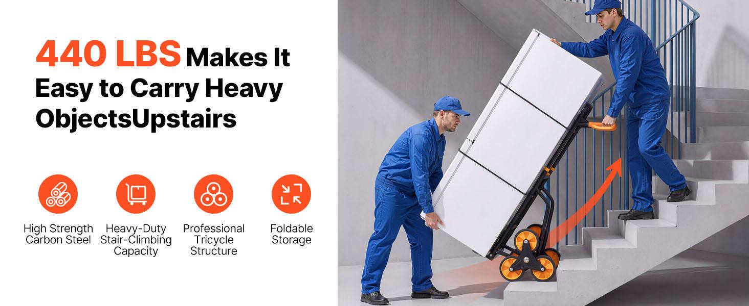 Heavy Duty Stair Climbing Cart with Telescoping Handle, 6 Wheels, 2 Bungee Cords-770lbs / france