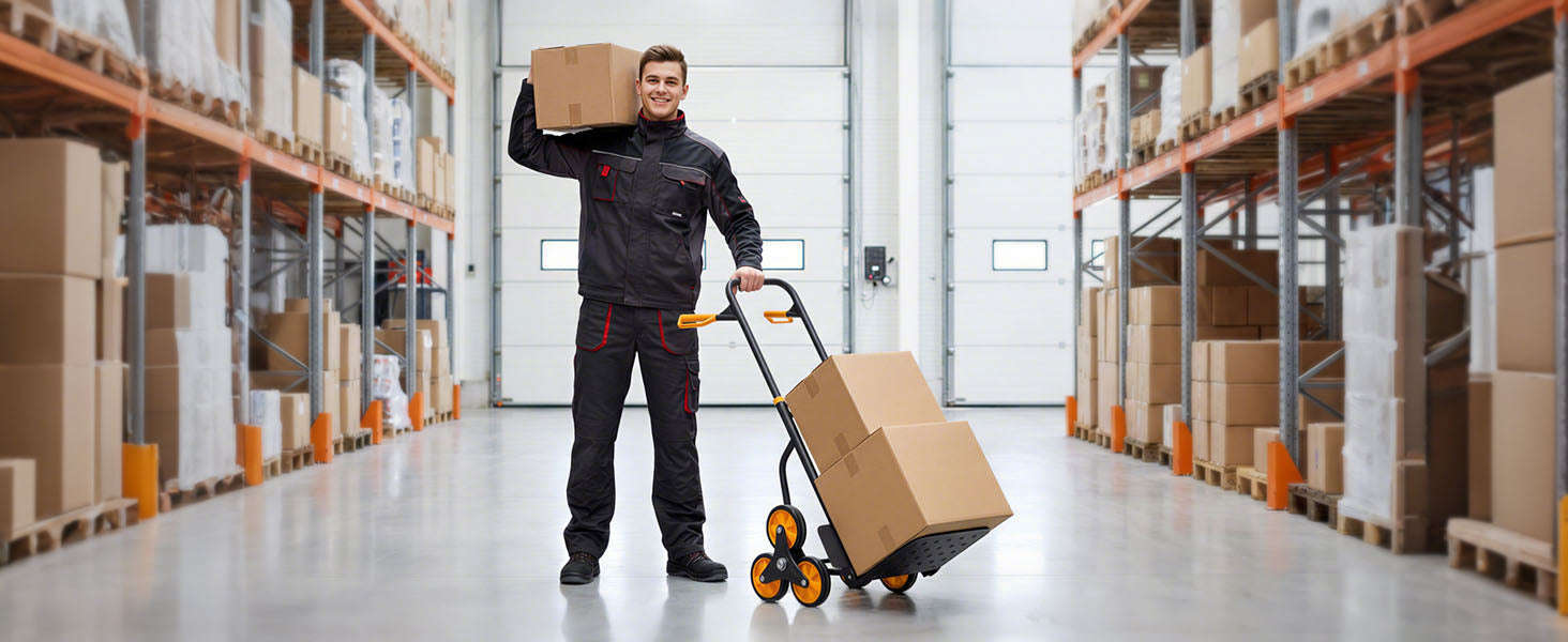 Heavy Duty Stair Climbing Cart with Telescoping Handle, 6 Wheels, 2 Bungee Cords-770lbs / france