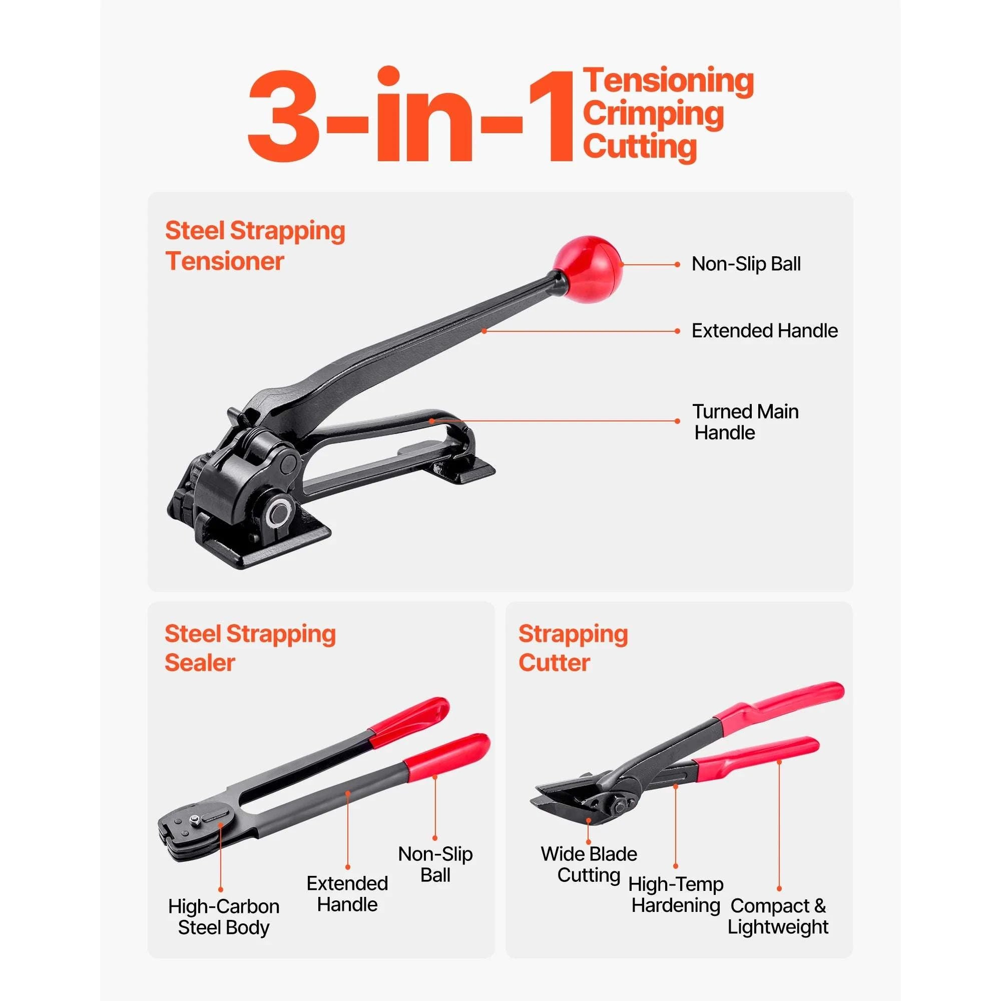 Heavy-Duty Steel Banding Strapping Kit with 600ft Strap & Seals-600ft Straps / United States