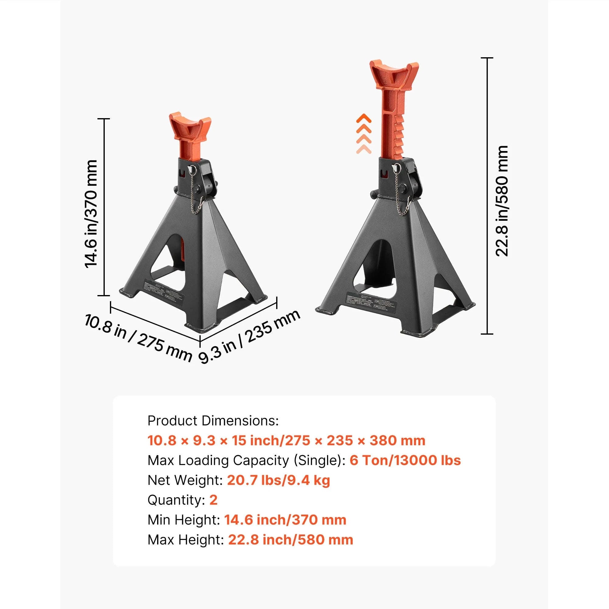 Heavy Duty Steel Jack Stands 3 Ton / 6 Ton with Locking-6 Ton / United States