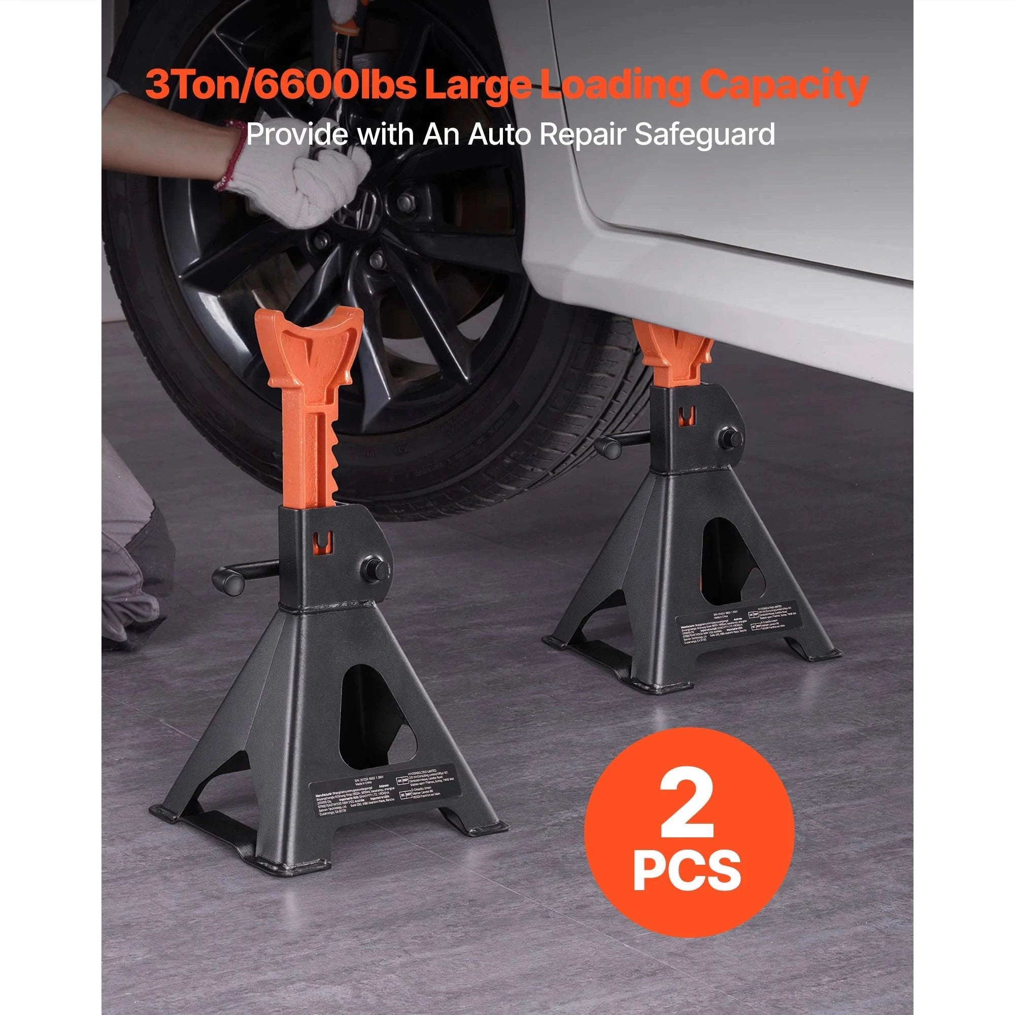 Heavy Duty Steel Jack Stands 3 Ton / 6 Ton with Locking-6 Ton / United States