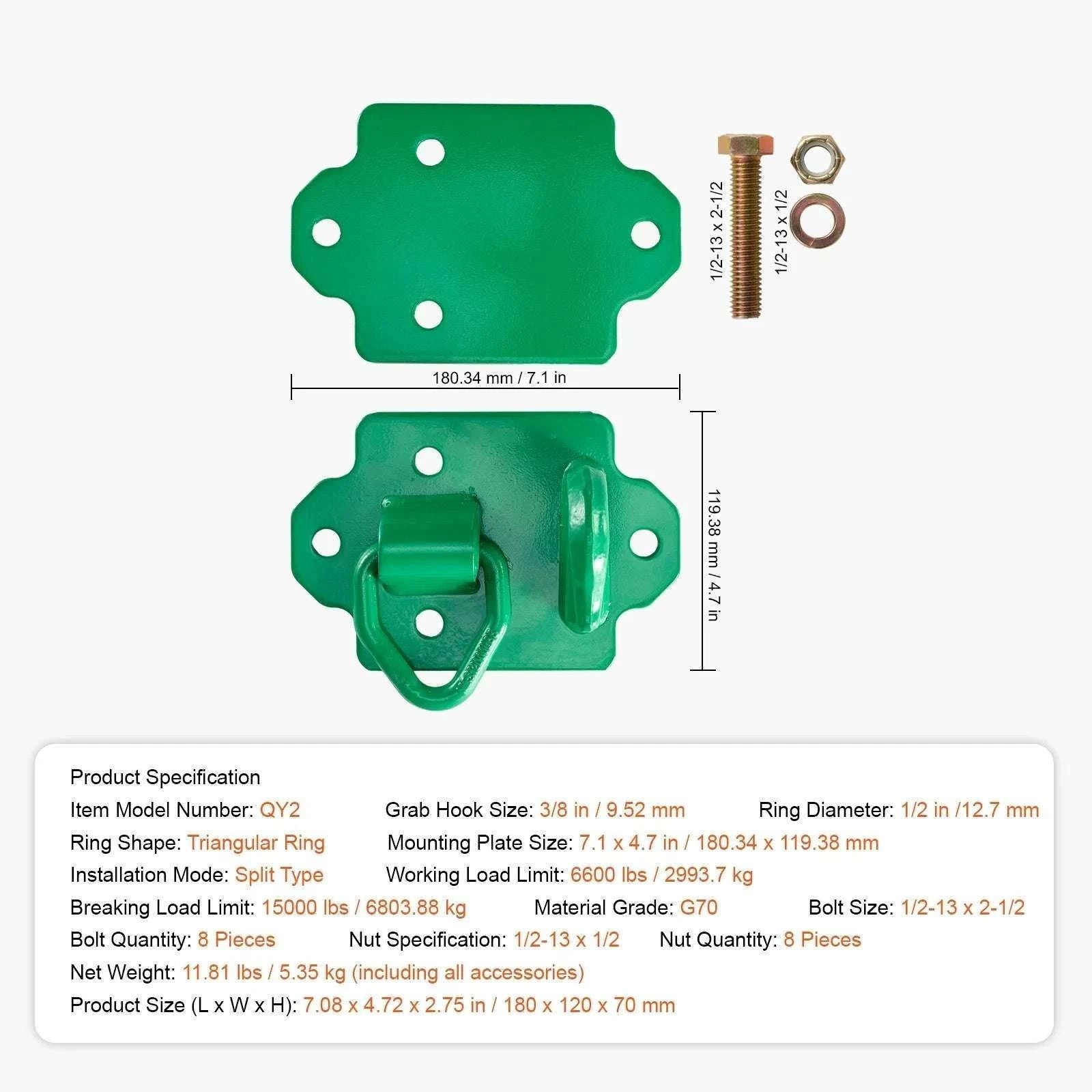Heavy-Duty Tractor Bucket Hooks 2 Pack 12000–15000 lbs Capacity-8 x 4.25 in 12000lbs / United States