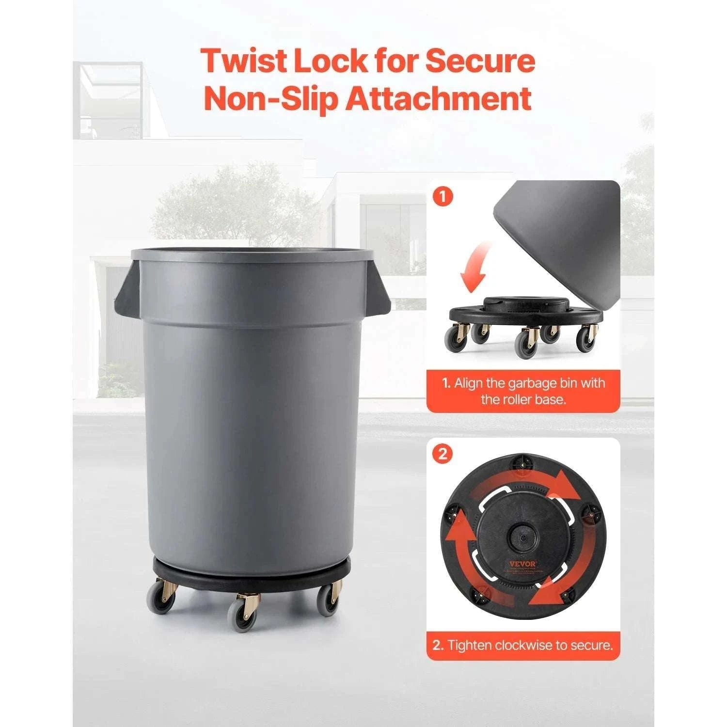 Heavy-Duty Trash Can Dolly with Locking Wheels for 20–55 Gallon Bins-2 Packs / CZECH REPUBLIC