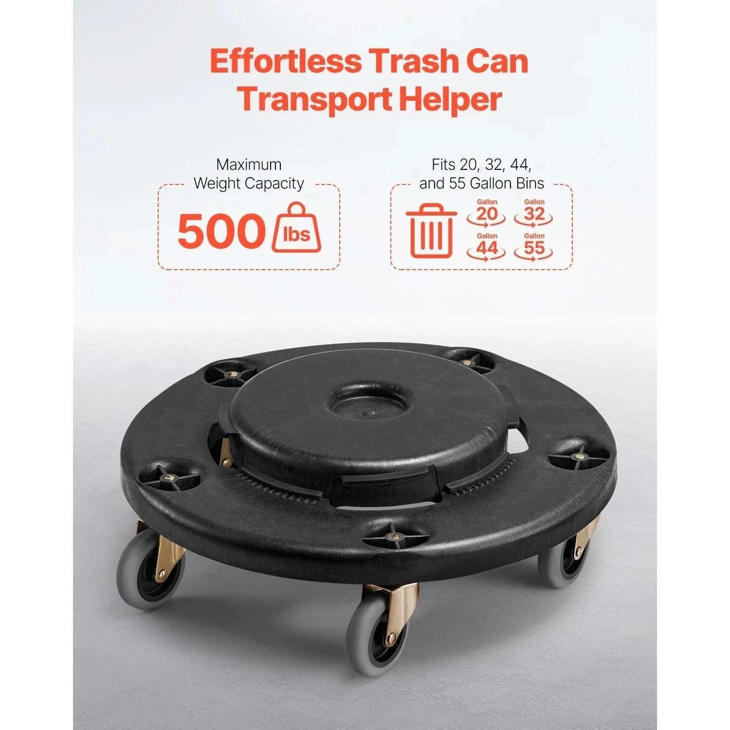 Heavy-Duty Trash Can Dolly with Locking Wheels for 20–55 Gallon Bins-2 Packs / CZECH REPUBLIC