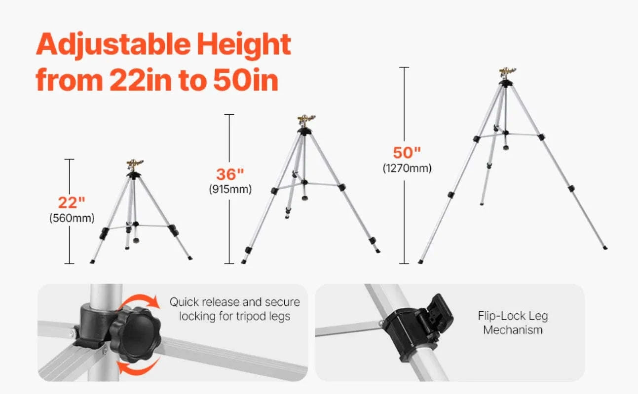 Heavy Duty Tripod Lawn Sprinkler with Brass Head 360° Coverage-United States
