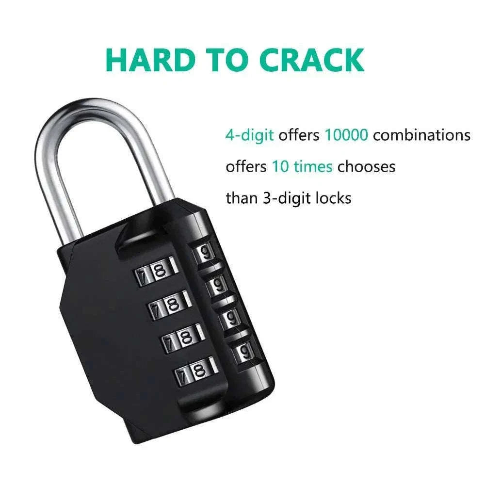Heavy-Duty Waterproof 4-Digit Resettable Combination Lock-Silver