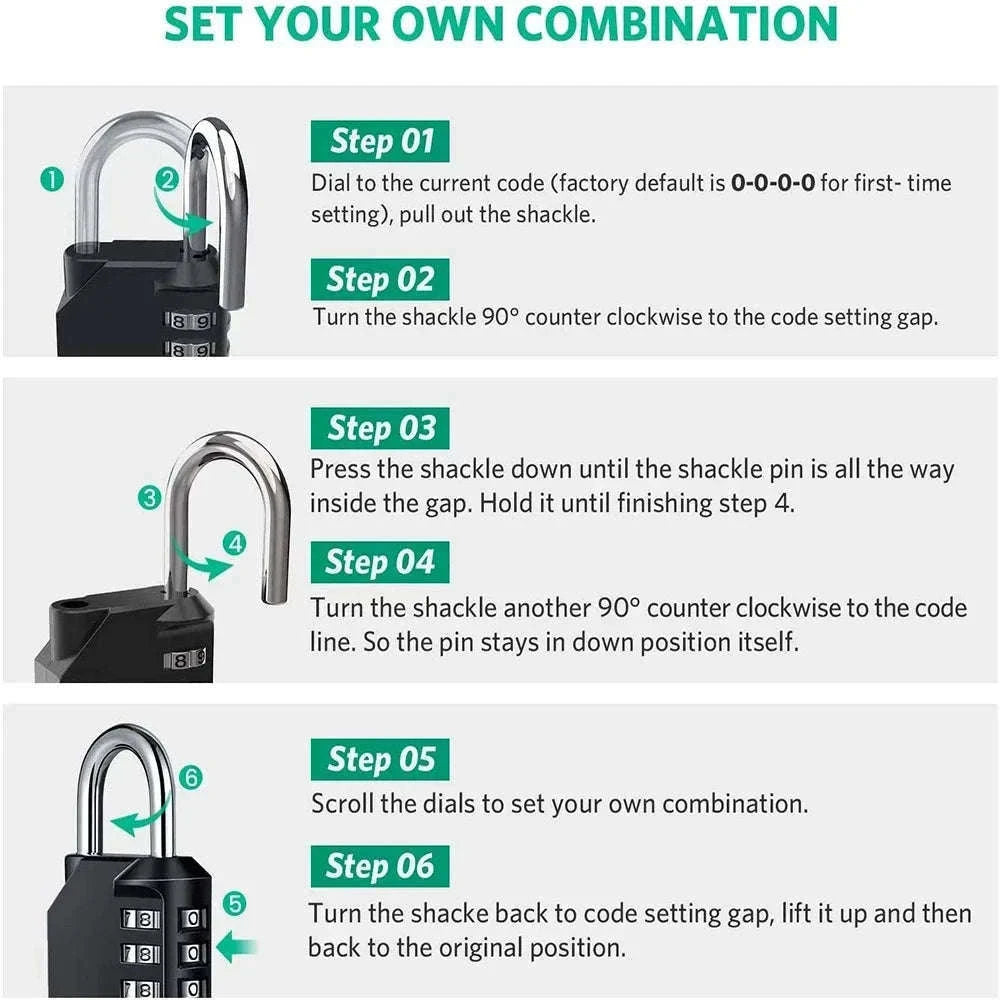 Heavy-Duty Waterproof 4-Digit Resettable Combination Lock-Silver