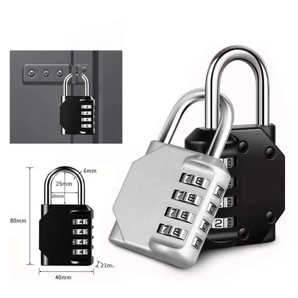 Heavy-Duty Waterproof 4-Digit Resettable Combination Lock-Silver