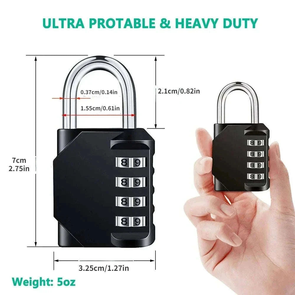 Heavy-Duty Waterproof 4-Digit Resettable Combination Lock-Silver