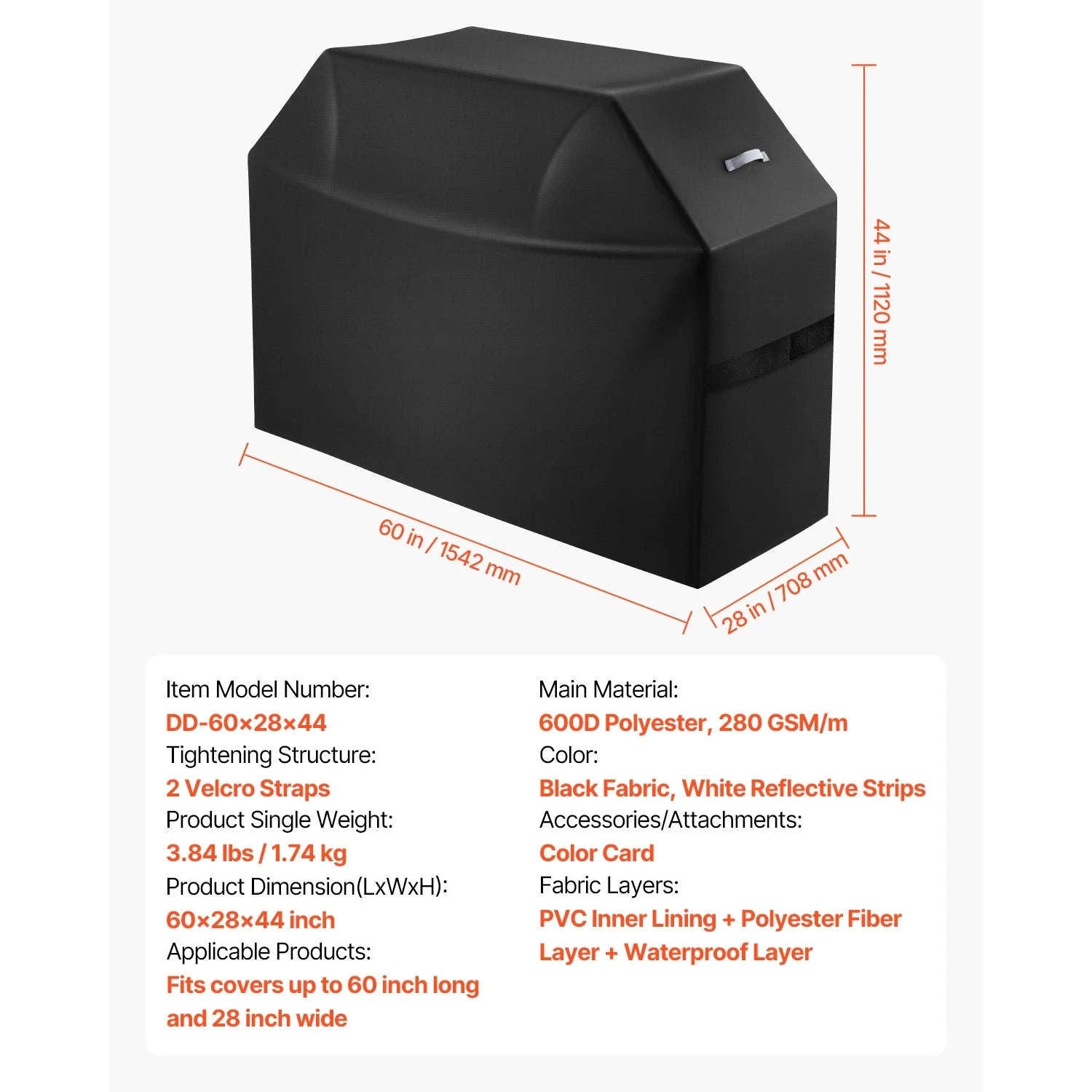 Heavy Duty Waterproof Grill Cover-60inch / United States
