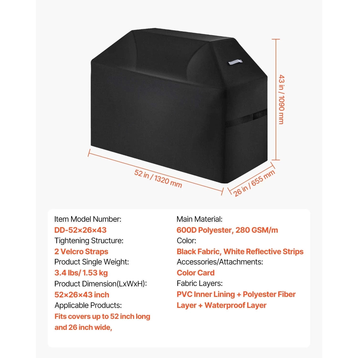 Heavy Duty Waterproof Grill Cover-60inch / United States