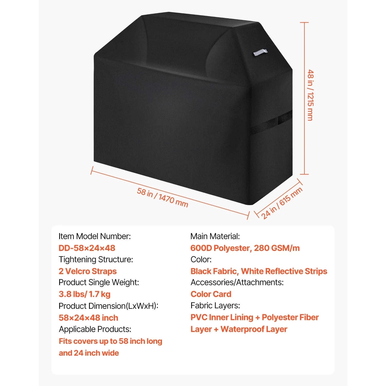 Heavy Duty Waterproof Grill Cover-60inch / United States