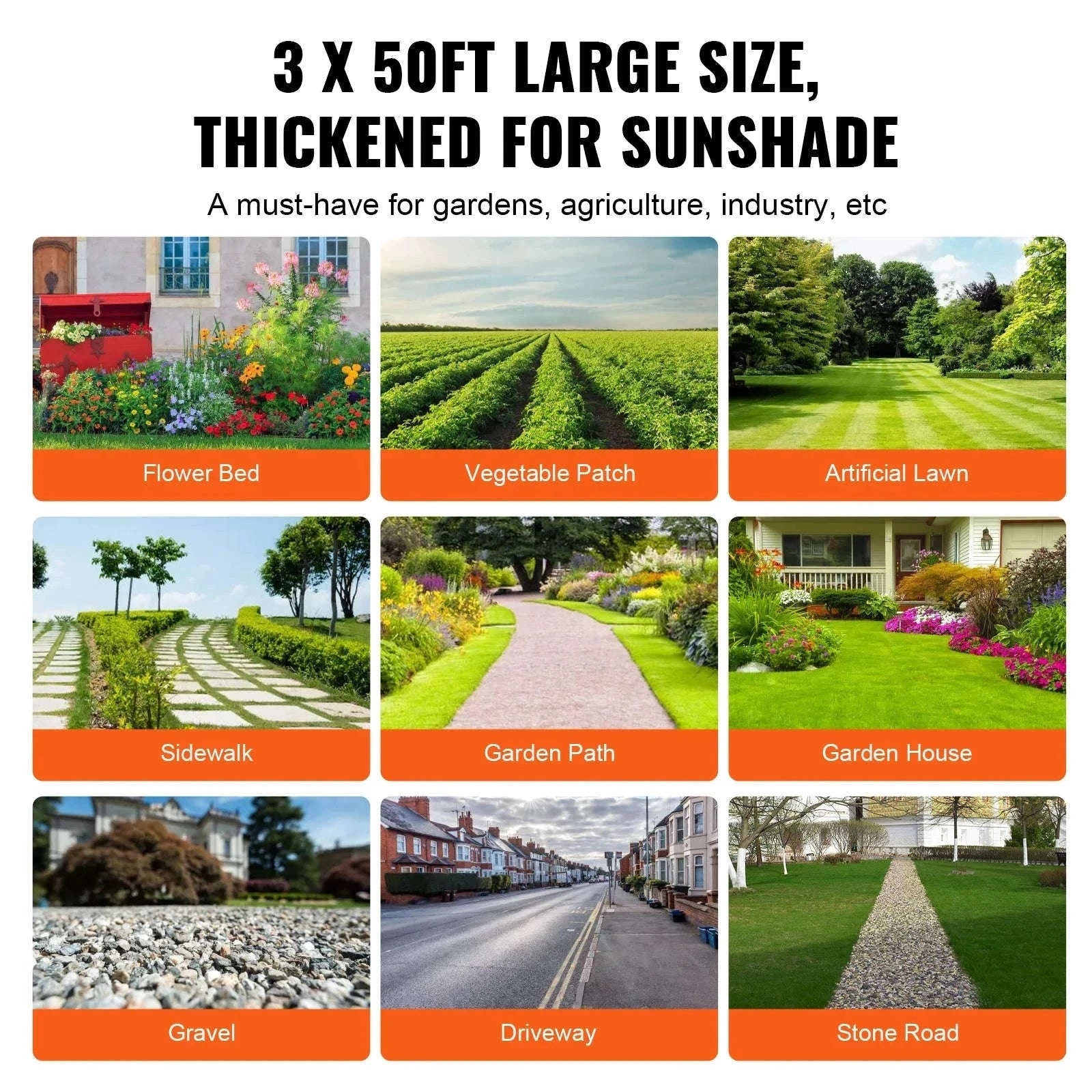 Heavy Duty Weed Barrier Fabric 3x50FT Woven Landscape Cloth-3x50ft / United States
