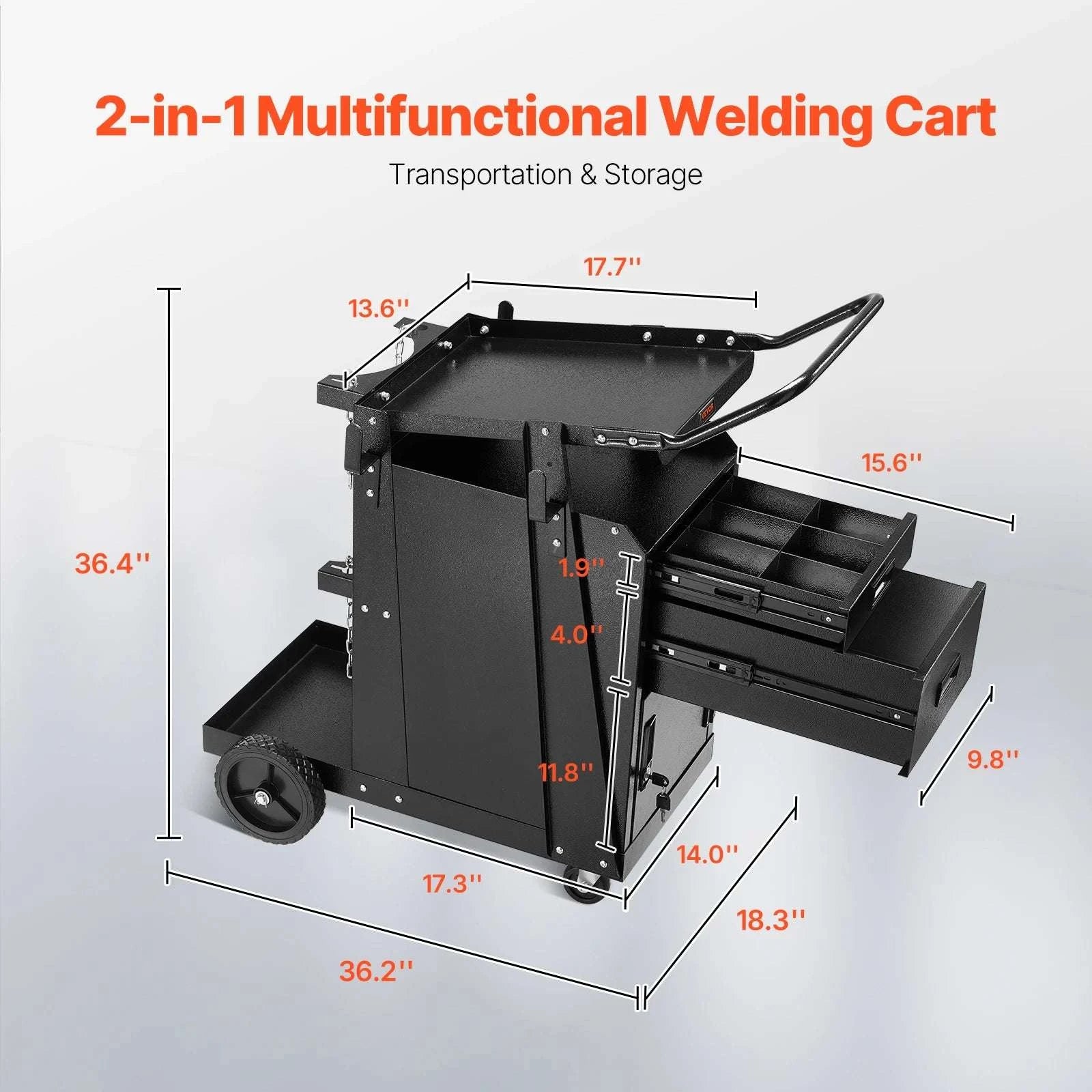 Heavy Duty Welding Cart with Drawers, Lockable Cabinet & Swivel Wheels-WT-178 / CZECH REPUBLIC