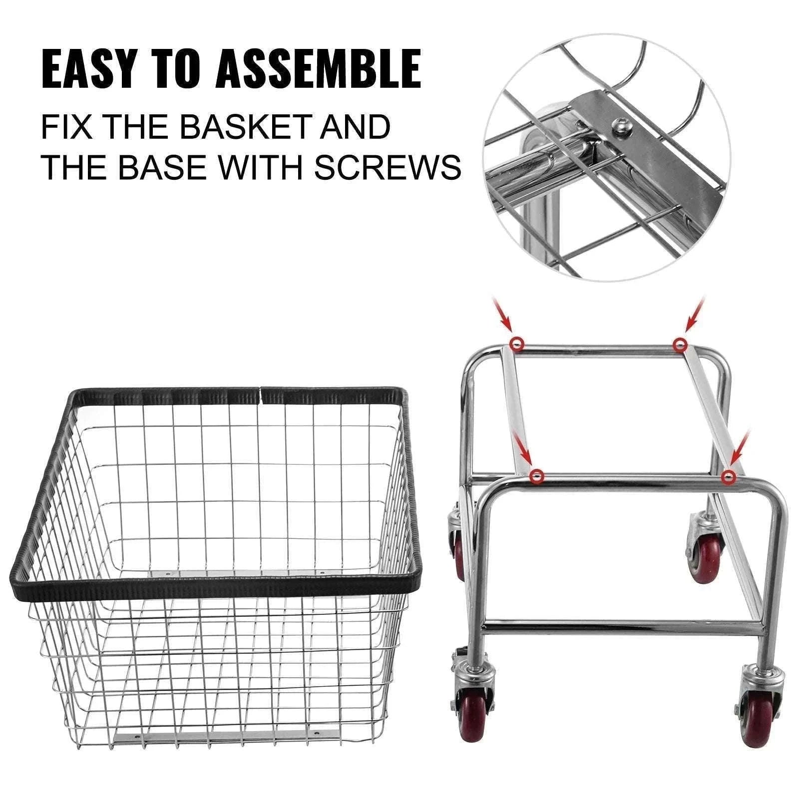 Heavy Duty Wire Laundry Cart with Wheels 2.8 Bushel Capacity-88L / United States