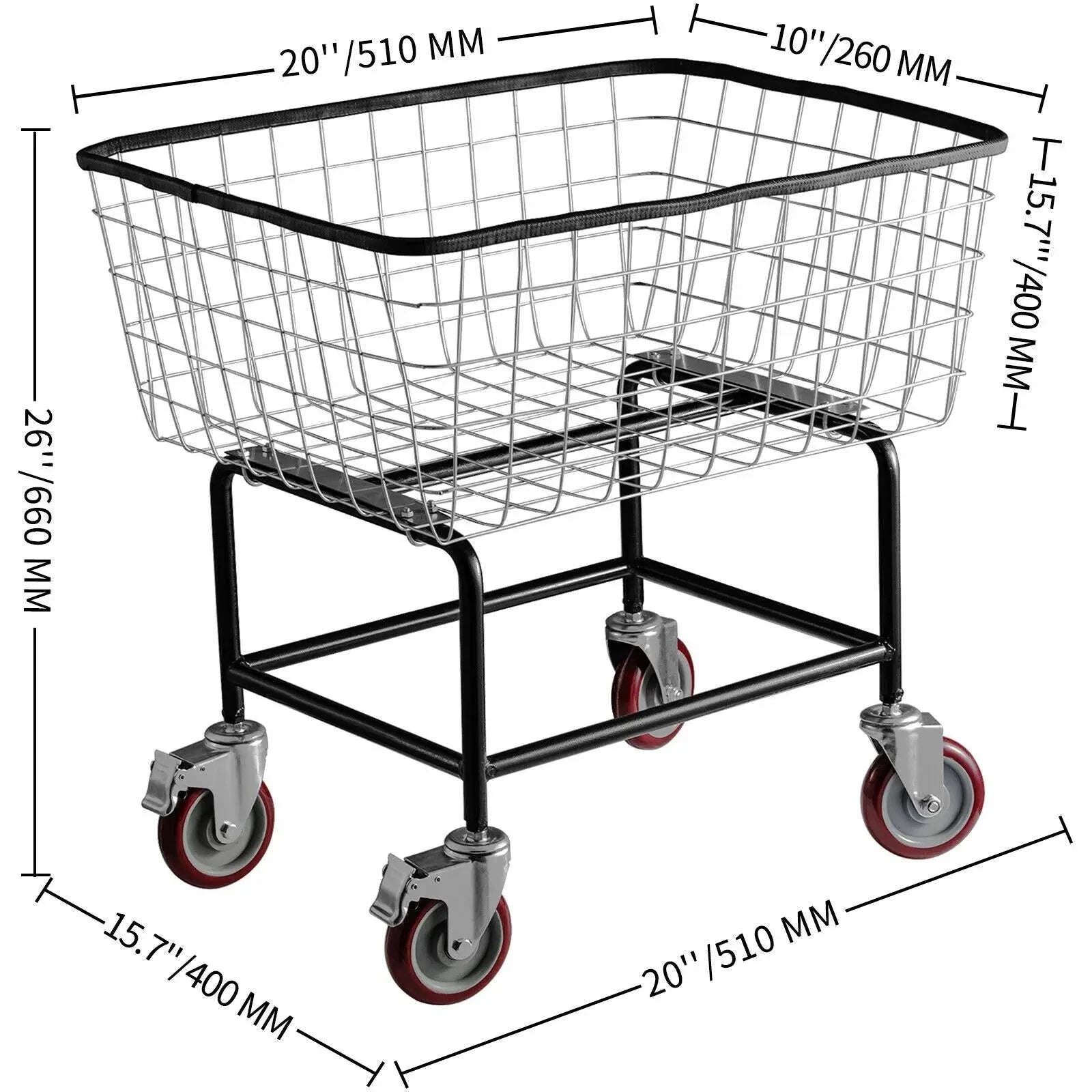 Heavy Duty Wire Laundry Cart with Wheels 2.8 Bushel Capacity-88L / United States