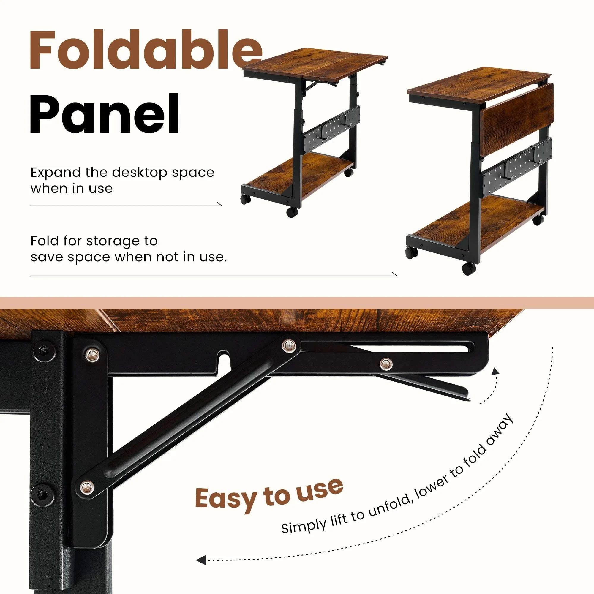 Height Adjustable 2-Tier Sofa Desk 25in PC Stand for Home Use-black / United States