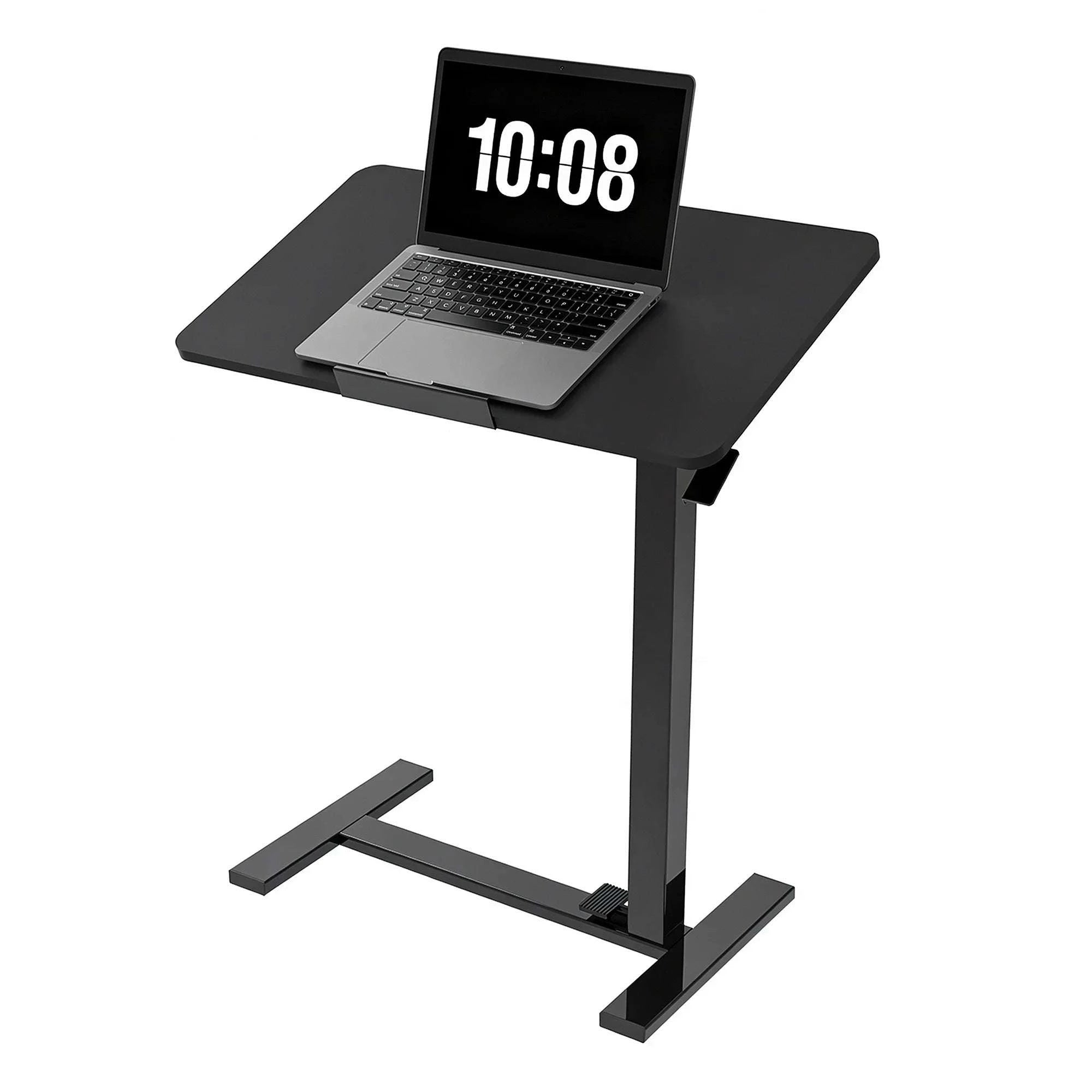 Height Adjustable Mobile Standing Desk with Pneumatic Lift Cart-black / United States