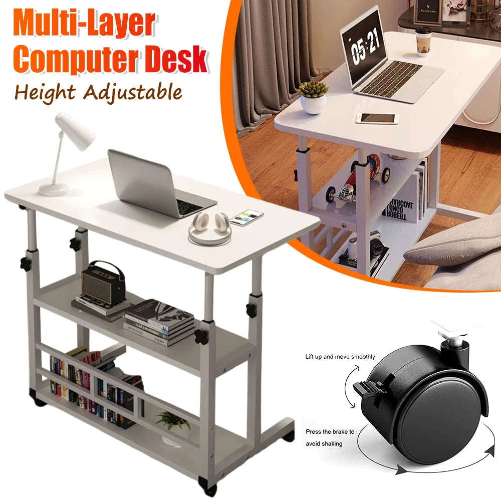 Height Adjustable Wooden Bedside Desk for Home Office-white / United States