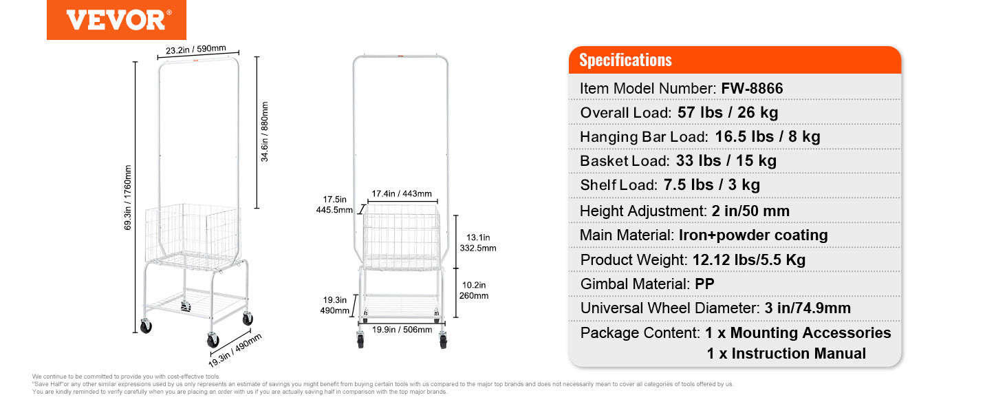 Height Adjustment Laundry Hamper Cart with Basket and Shelf Storage Organizer with Lockable Wheels-United States