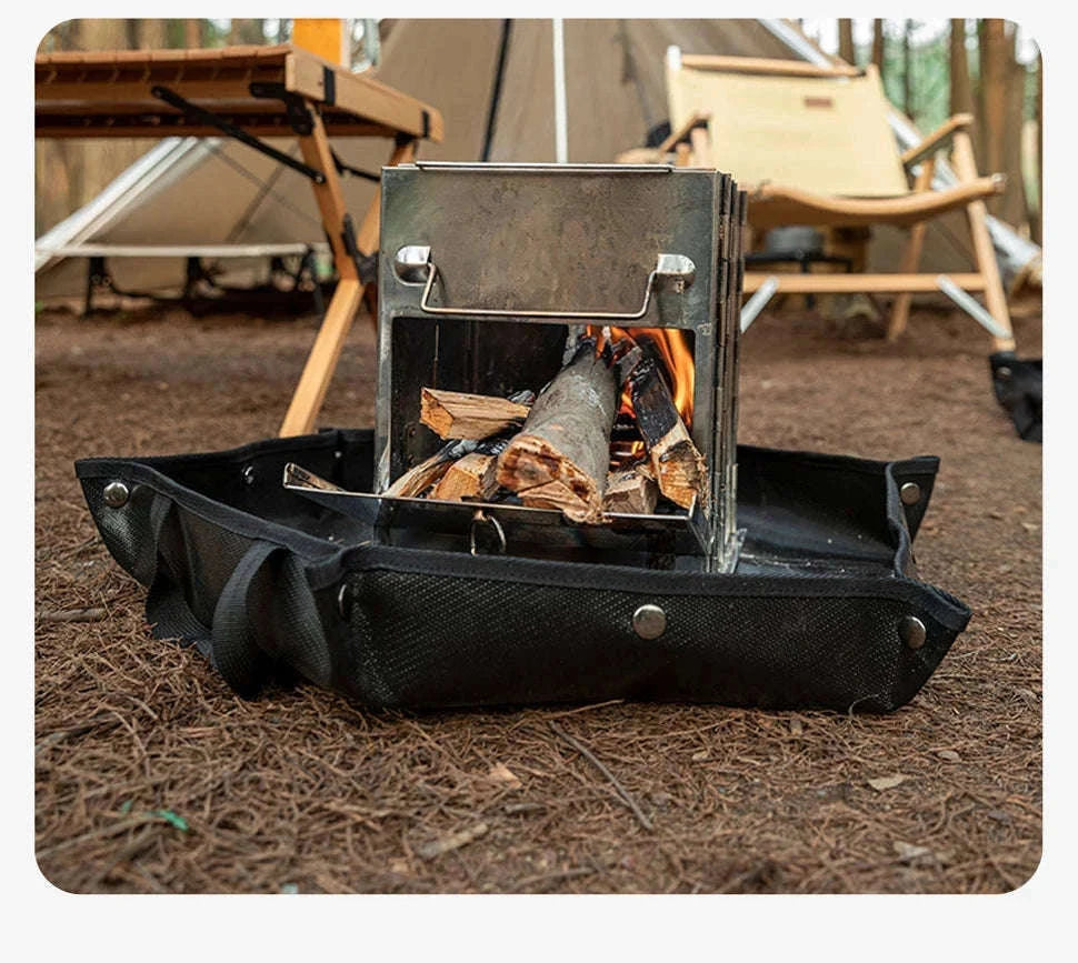 Hexagonal Fire Pit Mat for BBQ and Picnic Heat Protection-Black-L