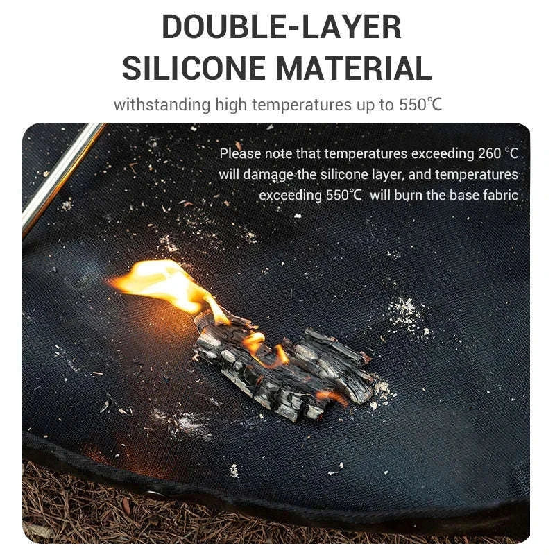Hexagonal Fire Pit Mat for BBQ and Picnic Heat Protection-Black-L
