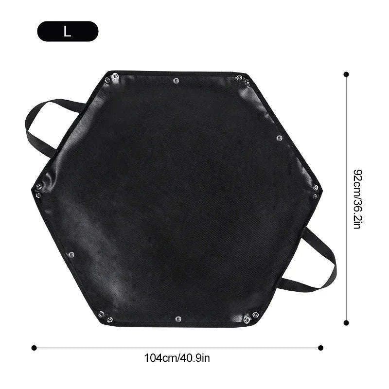 Hexagonal Fire Pit Mat for BBQ and Picnic Heat Protection-Black-L