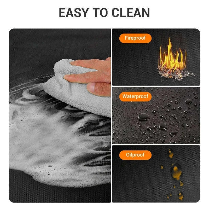 Hexagonal Fire Pit Mat for BBQ and Picnic Heat Protection-Black-L