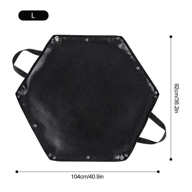 Hexagonal Fire Pit Mat for BBQ and Picnic Heat Protection-Black-L