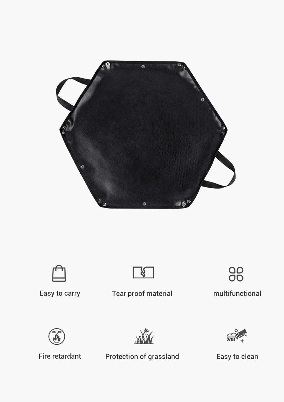 Hexagonal Fire Pit Mat for BBQ and Picnic Heat Protection-Black-L