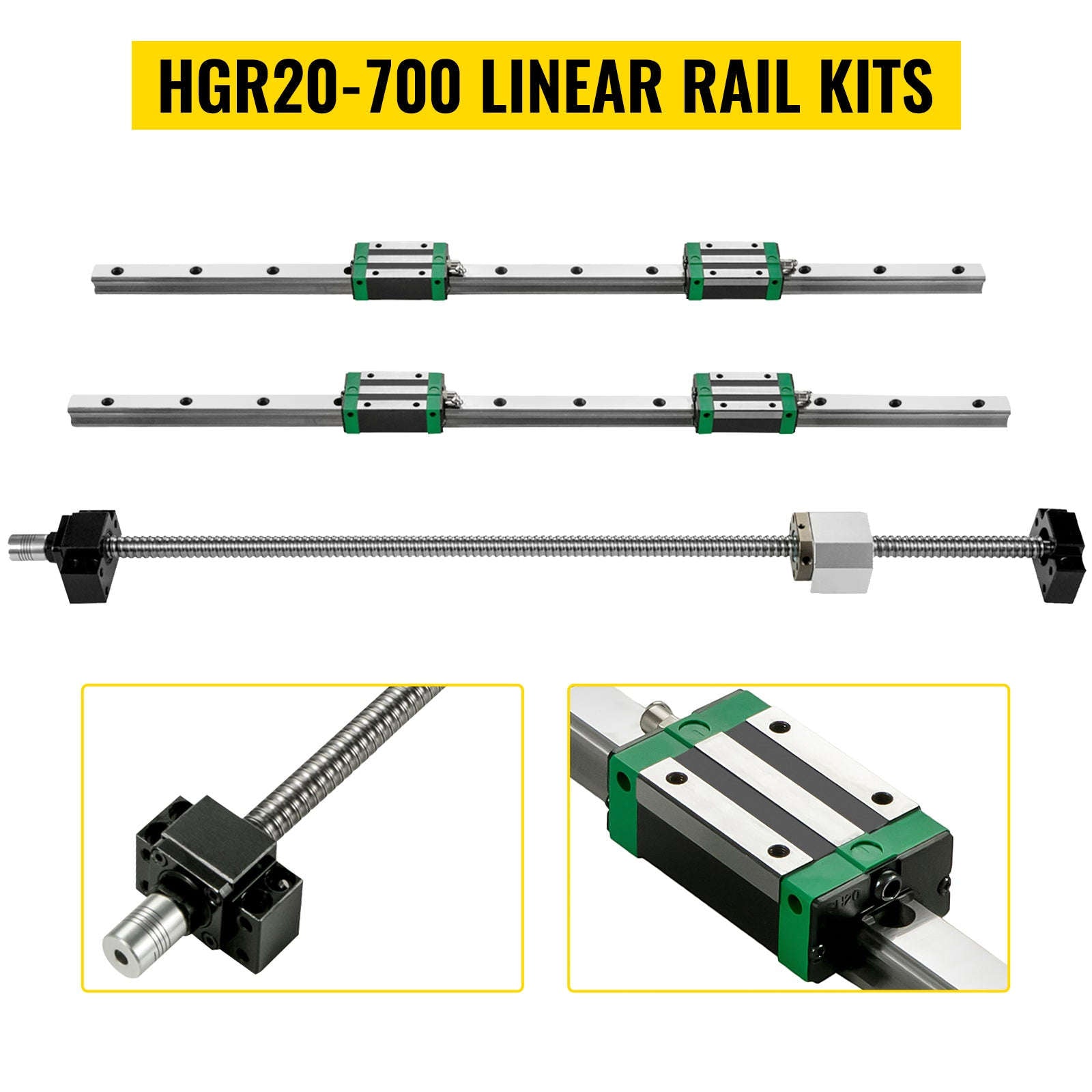 HGR20 Linear Guide Rail Kit with Ballscrew for CNC Machines-2PCS HGR20-700mm / spain