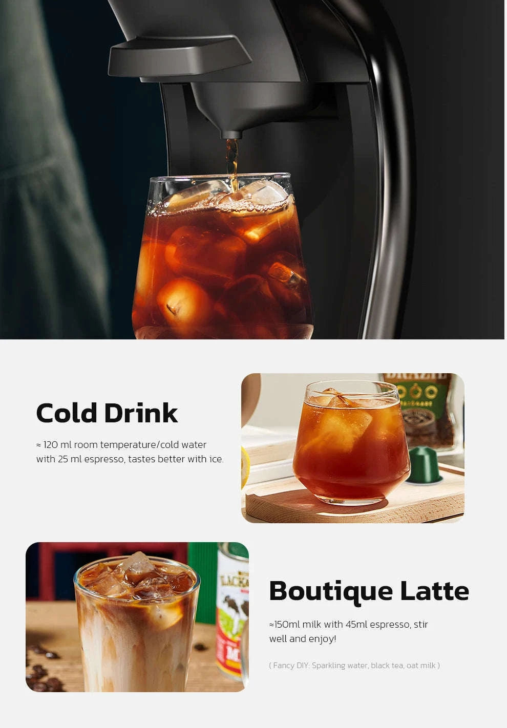 HiBREW 6‑in‑1 Capsule Coffee Machine for Hot & Cold Espresso-H1B M3A WH Tray / Saudi Arabia / UK