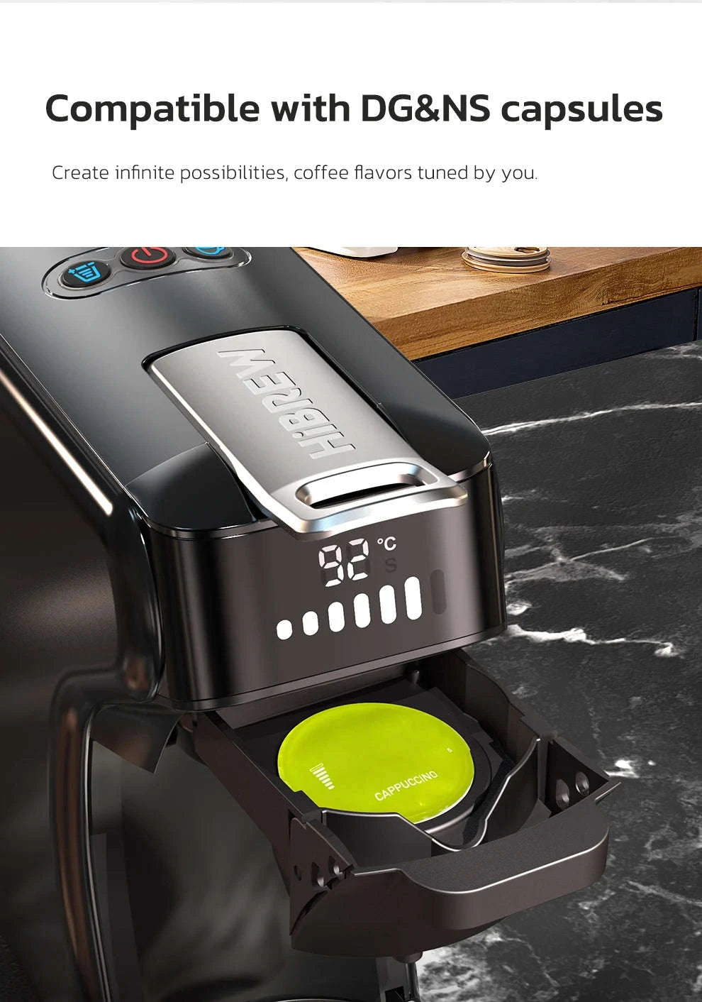 HiBREW 6‑in‑1 Capsule Coffee Machine for Hot & Cold Espresso-H1B M3A WH Tray / Saudi Arabia / UK