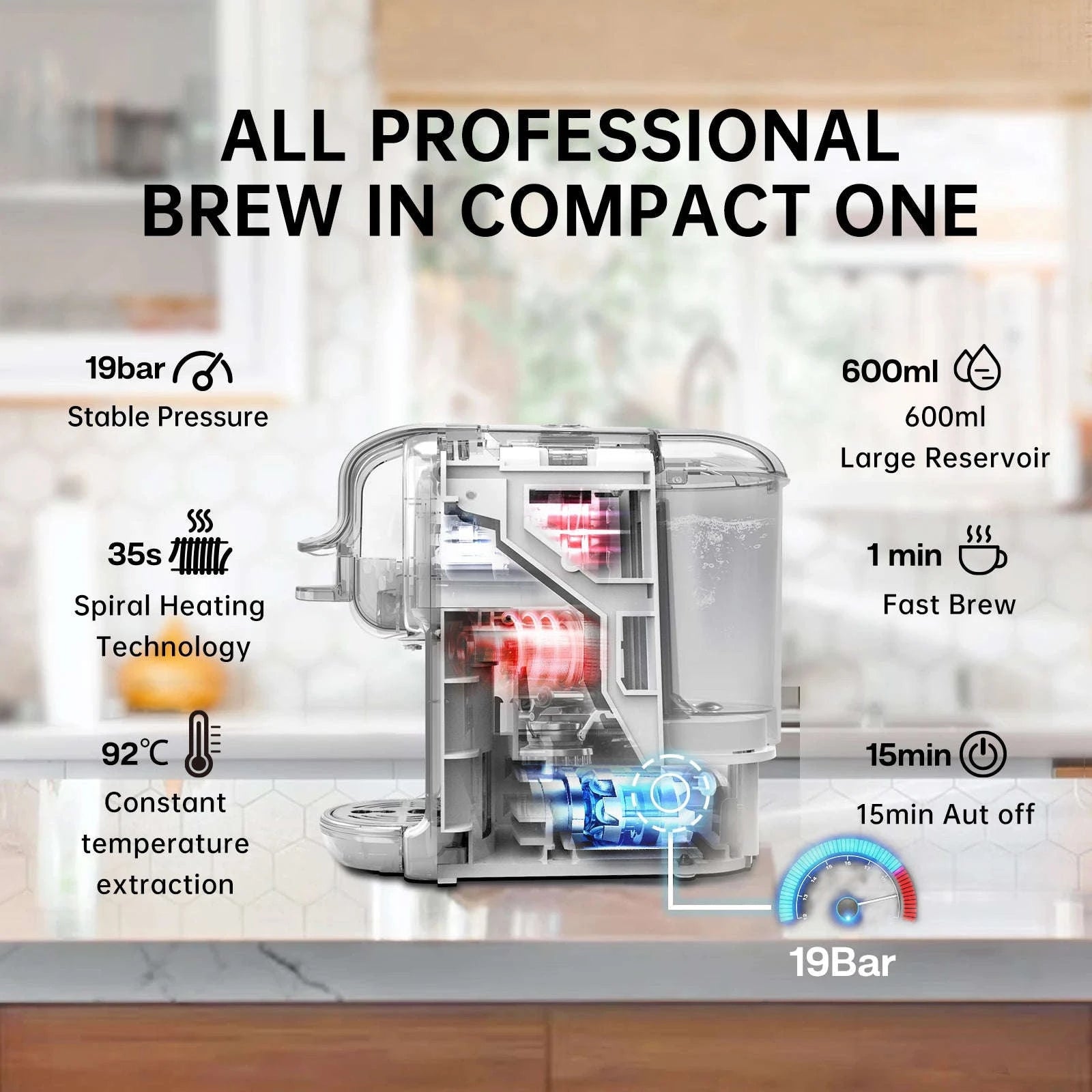 HiBREW Multiple Capsule Coffee Machine 5‑in‑1 Hot & Cold Brewing-H2B BK / spain / UK