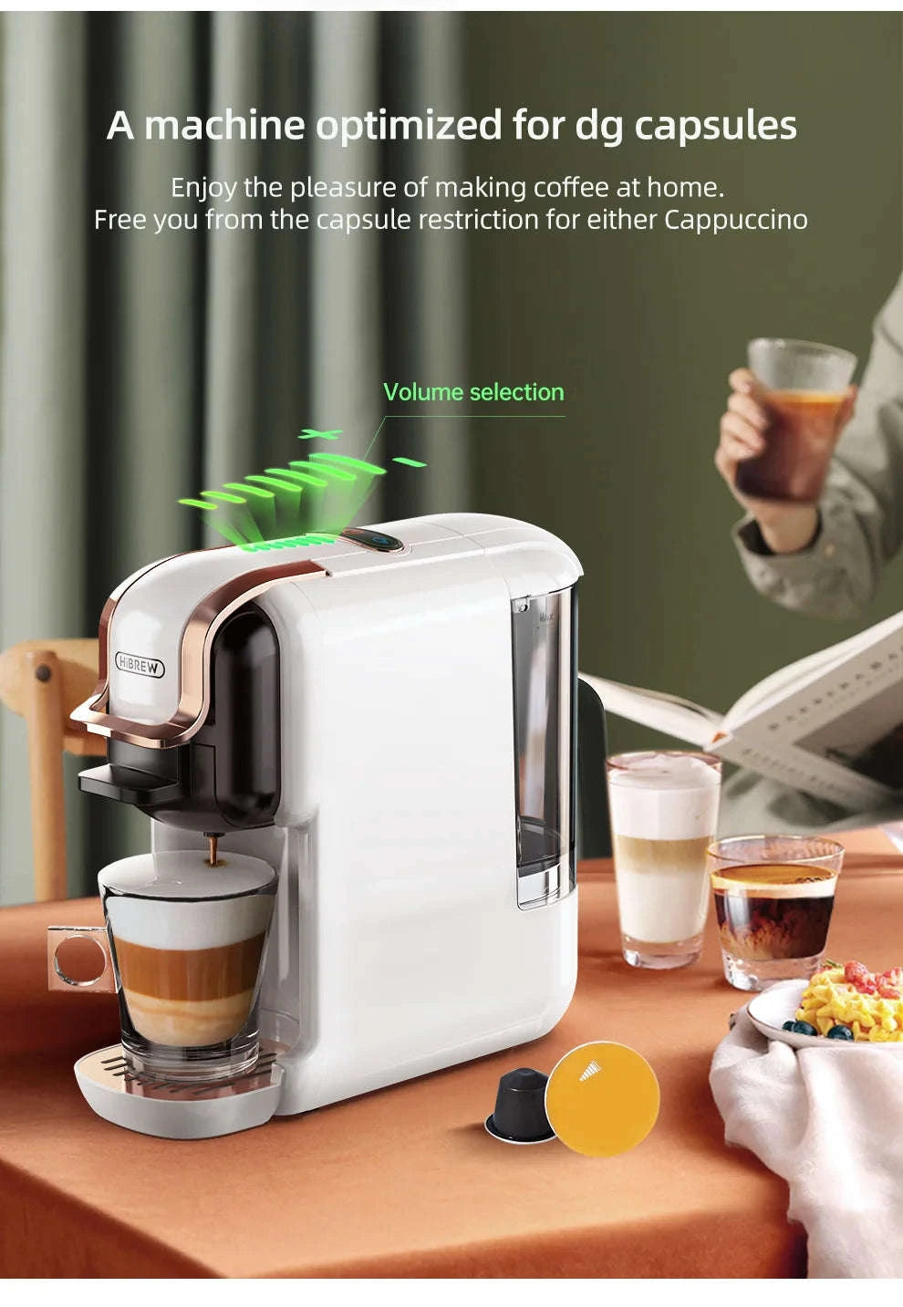 HiBREW Multiple Capsule Coffee Machine 5‑in‑1 Hot & Cold Brewing-H2B BK / spain / UK