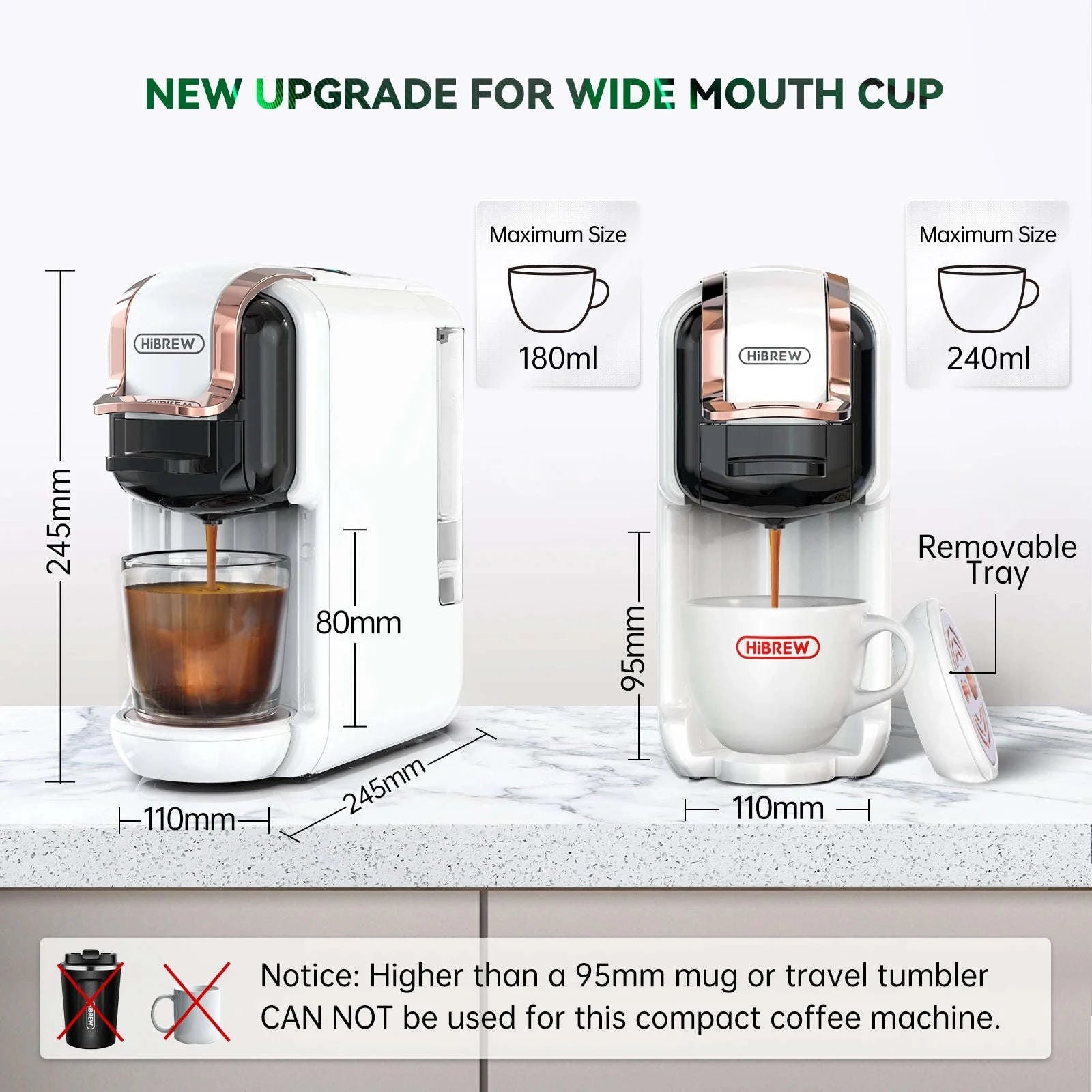 HiBREW Multiple Capsule Coffee Machine 5‑in‑1 Hot & Cold Brewing-H2B BK / spain / UK