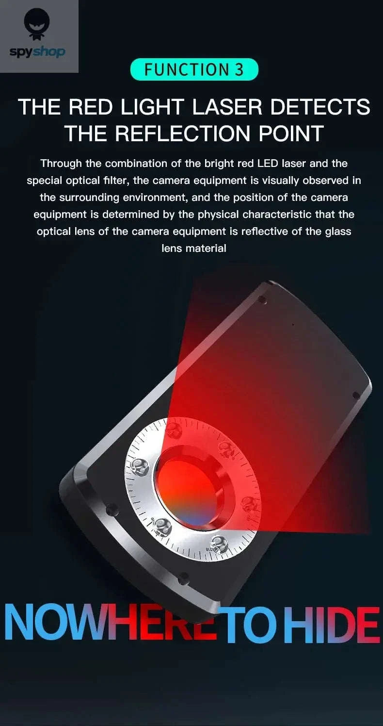 Hidden Camera Detector – Advanced RF Finder for Personal Privacy Protection-black