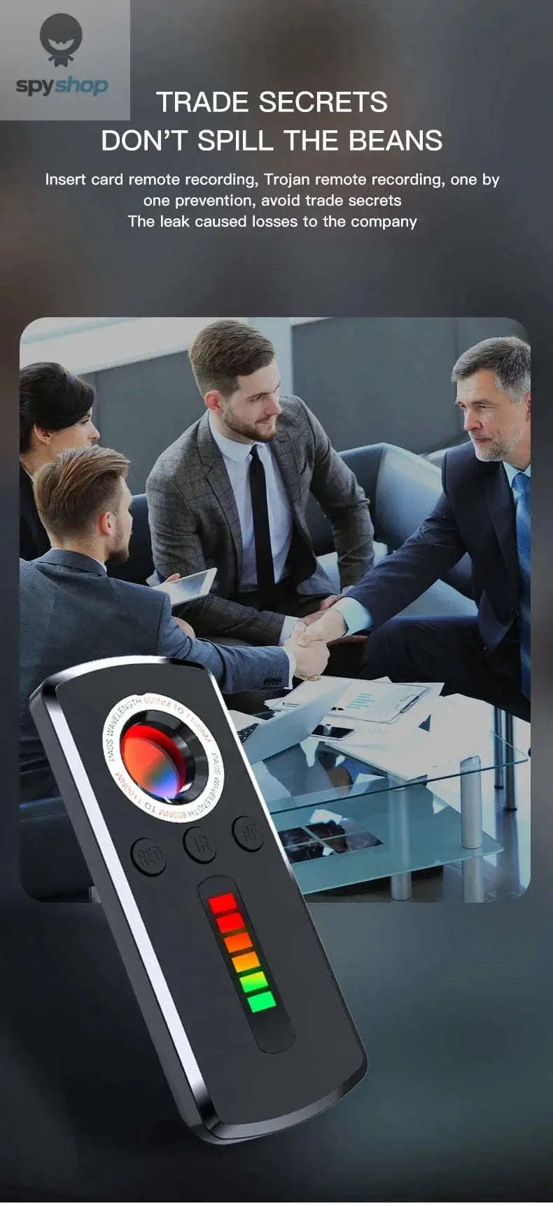 Hidden Camera Detector – Advanced RF Finder for Personal Privacy Protection-black