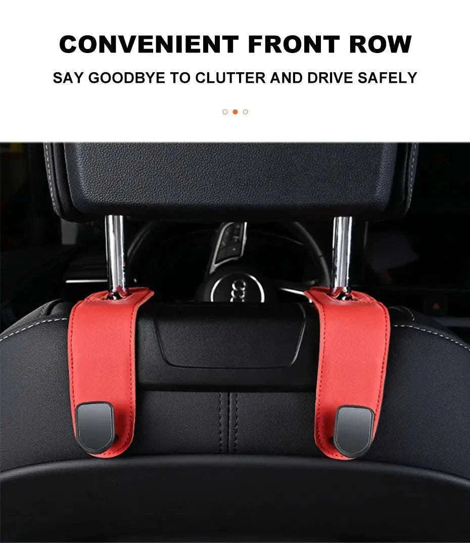 Hidden Car Back Seat Hook with Leather Cover-Beige 1pc