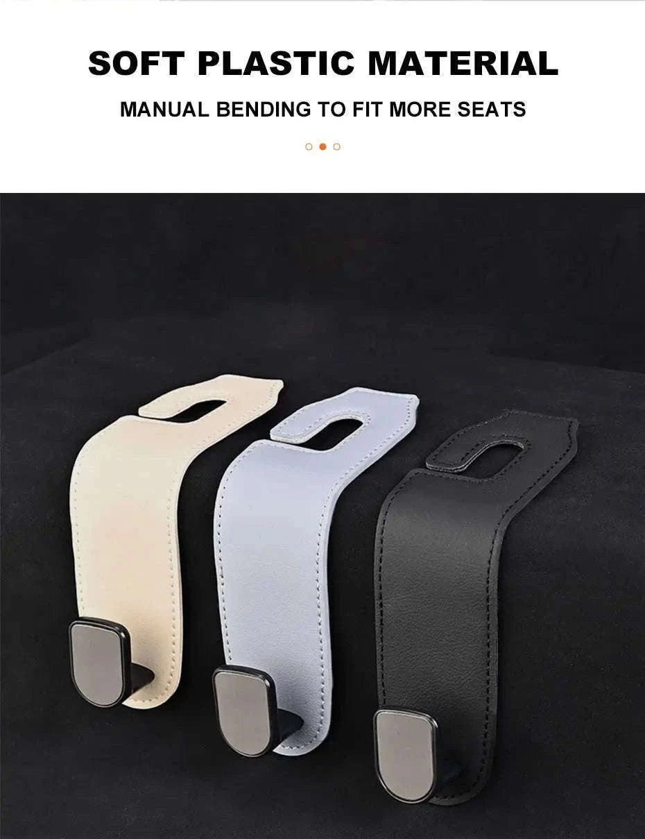Hidden Car Back Seat Hook with Leather Cover-Beige 1pc